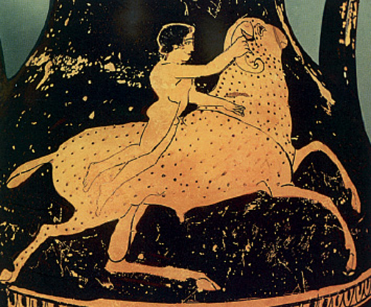 1. Ο Φρίξος και το χρυσόµαλλο κριάρι. Από αρχαίο ελληνικό αγγείο.