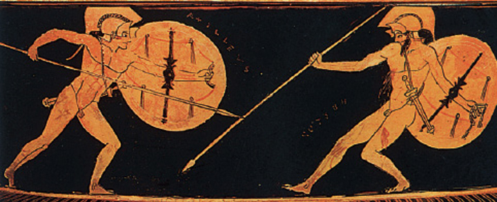 2 . Μονοµαχία Αχιλλέα-Έκτορα. Από αρχαίο ελληνικό αγγείο.