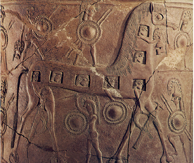 1. Οι Νηρηίδες θρηνούν τον Αχιλλέα. Από αρχαίο ελληνικό αγγείο.