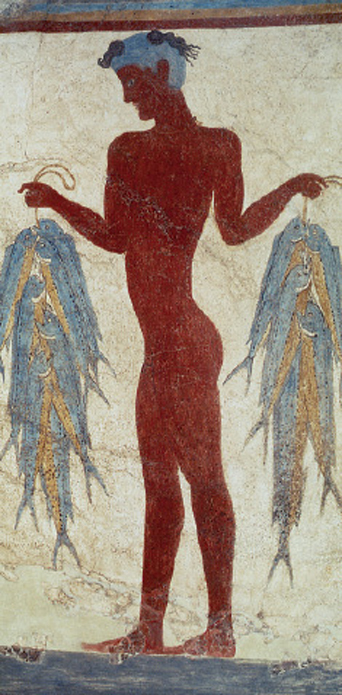 2. Ο ψαράς και οι πυγµάχοι, δυο τοιχογραφίες από τη Θήρα.