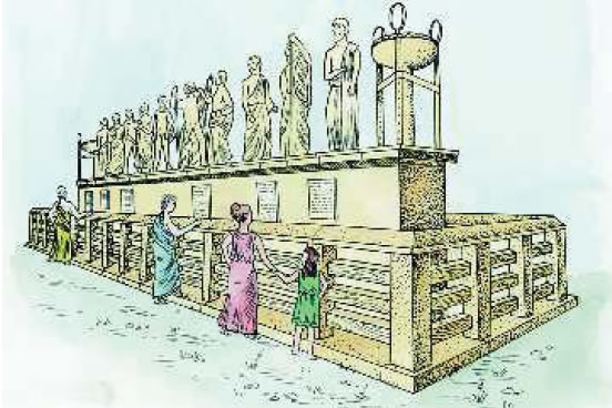 4. Αυτά τα αγάλµατα που βρίσκονταν στην Αγορά παρίσταναν τους δέκα µυθικούς ήρωες, από τους οποίους πήρε το όνοµά της καθεµιά από τις δέκα φυλές των Αθηναίων.