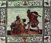3. Ψηφιδωτό που απεικονίζει Ρωμαίο στρατιώτη να σκοτώνει τον Αρχιμήδη (Φρανκφούρτη, Δημοτικό  Ινστιτούτο Τέχνης).