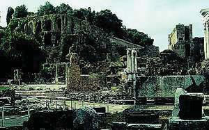 3. O λόφος Παλατίνο όπου μεγάλωσαν, σύμφωνα με την παράδοση, ο Ρωμύλος και ο Ρέμος. Όταν η Ρώμη αναπτύχθηκε, οι πρώτοι βασιλιάδες έχτισαν εκεί όμορφα κτίρια, τα οποία από την ονομασία του λόφου ονομάστηκαν παλάτια.