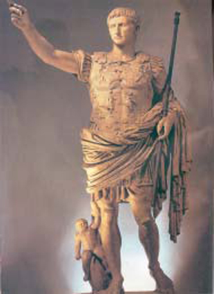 3. Ανδριάντας του αυτοκράτοραΑυγούστου(Μουσείο Βατικανού). Οι Ρωμαίοισέβονταν τον αυτοκράτορα τόσοπου τον λάτρευαν ως θεό. 