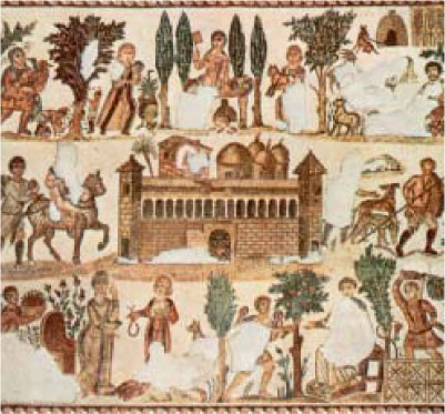 3. ψηφιδωτή παράσταση ρωμαϊκού αγροκτήματος (Τύνιδα, Εθνικό Μουσείο)