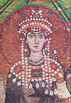 3. Η αυτοκράτειρα Θεοδώρα (ψηφιδωτό από τον Άγιο Βιτάλιο, Ραβέννα)