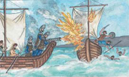 2. Με το «υγρό πυρ» νίκησαν τους Άραβες οι Βυζαντινοί.