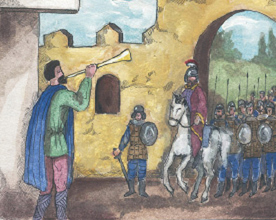 5.α. Ο Νικηφόρος Φωκάς επιστρέφει θριαμβευτής στην Κωνσταντινούπολη μετά τις νίκες του κατά των Αράβων.