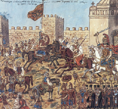 5.α. Η Άλωση της Πόλης (Πίνακας του λαϊκού ζωγράφου Θεόφιλου, 1930)