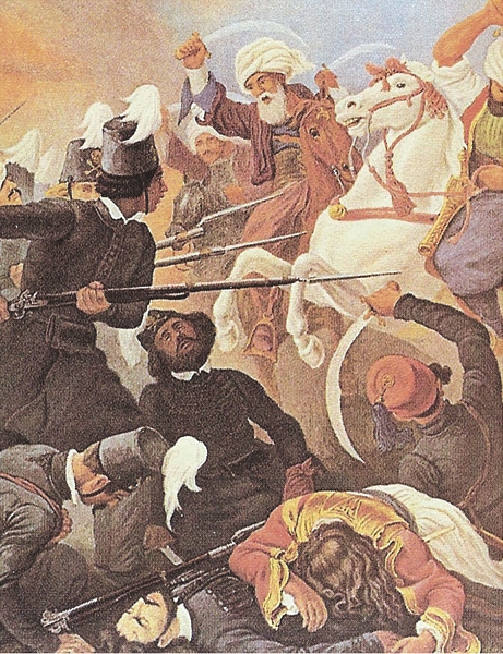 Η καταστροφή του Ιερού Λόχου, πίνακας του Πέτερ φον Ες, Αθήνα, Γεννάδειος Βιβλιοθήκη