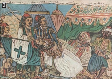 Ο θάνατος του Μάρκου Μπότσαρη, πίνακας του λαικού ζωγράφου Θεόφιλου