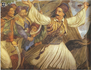 Ο Μπότσαρης επιτίθεται στο στρατόπεδο των Τούρκων, λεπτομέρεια, Αίθουσα των Τροπαίων, Βουλή των Ελλήνων