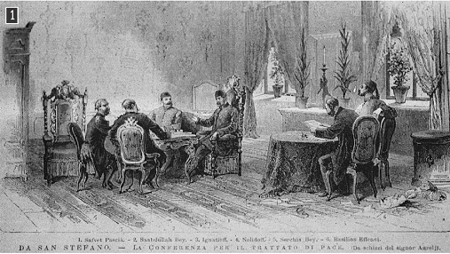 Απεικόνιση των συζητήσεων που οδήγησαν στην υπογραφή της Συνθήκης του Αγίου Στεφάνου (1878)