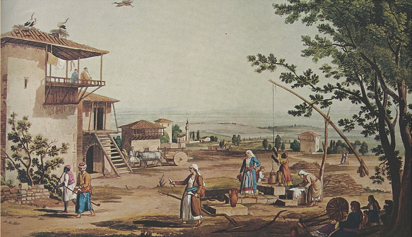 Γυναίκες απασχολημένες με διάφορες οικιακές εργασίες, Αθήνα, Γεννάδειος Βιβλιοθήκη
