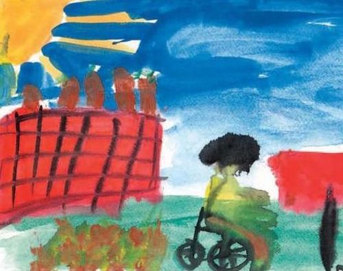 Zωγραφιά από το παιδικό εργαστήρι του Στέλιου Mαυρομάτη, Παιδιά στα χίλια χρώματα, Mηνιάδου Mαρία, εκδ. Iανός, Θεσσαλονίκη, 2000