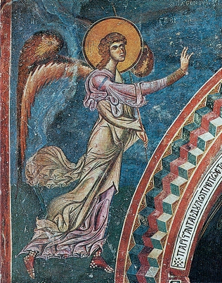 Ο Αρχάγγελος Γαβριήλ. Τοιχογραφία από το ναό της Παναγίας του Άρακα στην Κύπρο(τέλος 12ου αι.)