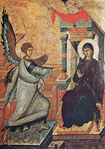 Ο Ευαγγελισμός της Θεοτόκου. Φορητή εικόνα. Αχρίδα 1295.