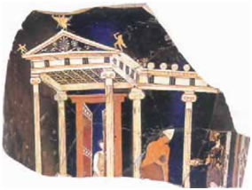 11. Παράσταση θεατρικής σκηνής ζωγραφισμένη επάνω σε αθηναϊκό ερυθρόμορφο κρατήρα, 350 π.Χ.
