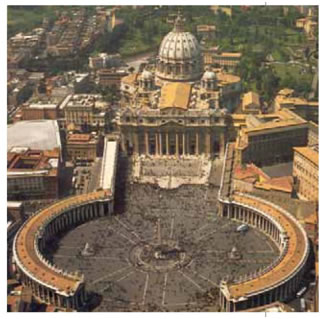 4. Η πλατεία του Αγίου Πέτρου στη Ρώμη, έργο του Μπερνίνι,