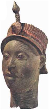 8. «Υνί, θεϊκός βασιλιάς», από τη Νιγηρία, 12ος-14ος μ. αι., τέχνη του Ίφε. Το μπρούτζινο κεφάλι με τη ρεαλιστική μορφή τονίζεται με ένα λεπτό τατουάζ.
