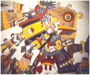 16. Τοιχογραφία από το «Μεγάλο Ναό στο Τσακάλι» στο Τενοχτιτλάν του Μεξικό, 13ος μ.Χ. αι., τέχνη των Αζτέκων.