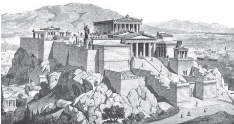 298. Φρ. Θείρσιου Αναπαράσταση της Ακρόπολης, χαλκογραφία 