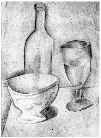 135. Χ. Γκρι «Μπουκάλι, μπολ και ποτήρι» 1918