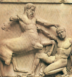 212. Εργαστήριο του Φειδία «Μάχη Κενταύρου και Λαπίθη», 447-442 π.Χ. Μετώπη του Παρθενώνα, μάρμαρο. 