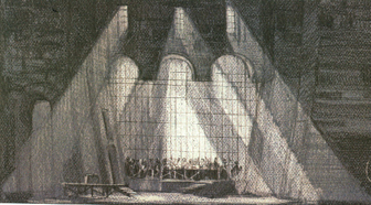 295. Σχέδιο σκηνικού του Ν. Πετρόπουλου για την όπερα του Τζ. Βέρντι «Σικελικοί εσπερινοί»