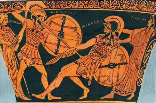 Εικόνα 12. Μενέλαος και Ελένη. Μελανόμορφος αμφορέας, περίπου 540 π.Χ. Μεγ. Βρετανία, ιδιωτική συλλογή (αντίγραφο).