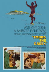 Η ταινία «Zorbas the Greek» γυρίστηκε το 1964 και βασίζεται στη νουβέλα «Βίος και πολιτεία του Αλέξη Ζορμπά» του Νίκου Καζαντζάκη. Την ταινία σκηνοθέτησε ο Μιχάλης Κακογιάννης, 

            	ενώ η μουσική είναι του Μίκη Θεοδωράκη. Η ταινία κέρδισε τρία βραβεία Όσκαρ.