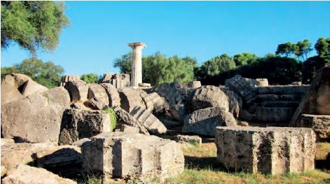 Ερείπια του αρχαίου ναού του Δία στην Ολυμπία