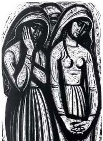 Τάσσος, «Λεπτομέρεια Εμφυλίου Πολέμου. Οι Γυναίκες», 1962 (Συλλογή Εθνικής Τράπεζας)