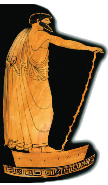 μηρικός ραψωδός. Ελευθερη απόδοση από αγγειογραφία του 5ου αι. π.Χ