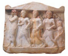 Αναθηματικό ανάγλυφο από την Ακρόπολη της Αθήνας, με παράσταση των Χαρίτων που χορεύουν