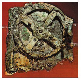 Το αστρονομικό μηχάνημα του 1ου αιώνα π.Χ. (βρέθηκε στο ναυάγιο των Αντικυθήρων). Εθνικό Αρχαιολογικό Μουσείο