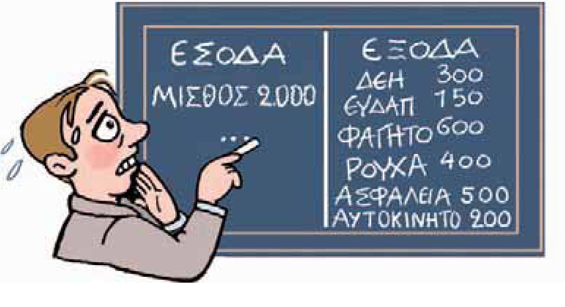 Εικ. 4.2 Ο προϋπολογισμός ενός καταναλωτή πρέπει να αρχίζειπάντοτε με τα σταθερά του έξοδα