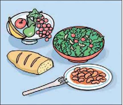 Εικ. 5.13 Για να αυξήσεις την κατανάλωση διαιτητικών ινών πρέπει να τρως αρκετά φρούτα και λαχανικά και να προτιμάς τα δημητριακά ολικής άλεσης
