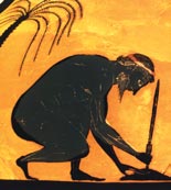 O Aίαντας προετοιμάζει την αυτοκτονία του (μελανόμορφος αμφορέας του 6ου αι. π.X.)
