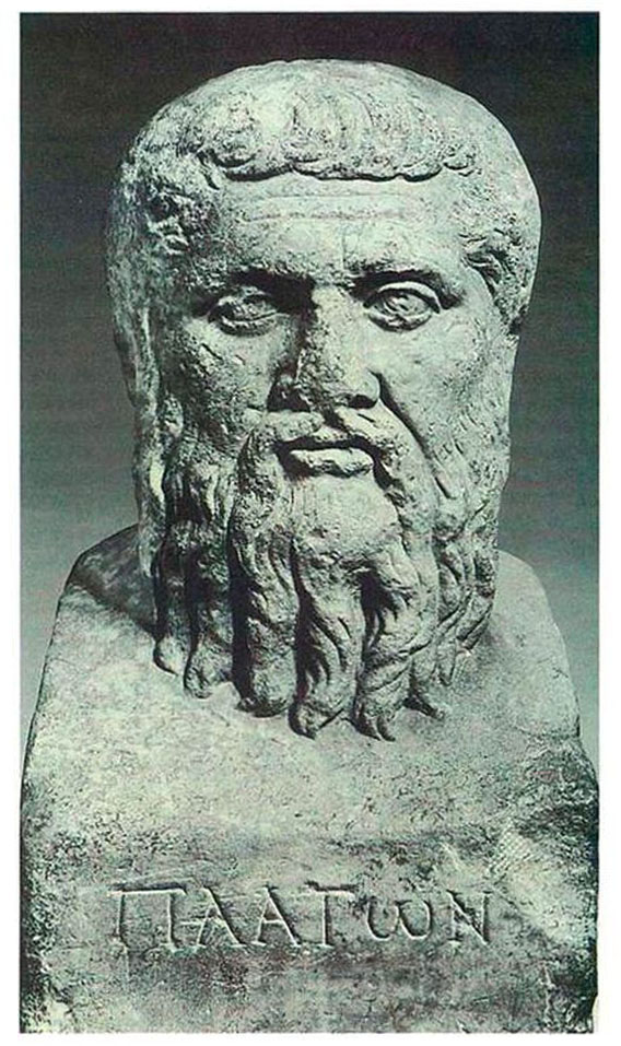 Ερμαϊκή στήλη που φέρει προτομή τoυ Πλάτωνα. Ρωμαϊκό αντίγραφο έργου του 4ου αι. π.Χ. (Αρχαιολογικό Μουσείο [πρώην] Ανατολ. Βερολίνου).