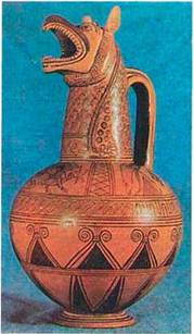 Οινοχόη με μορφή γρύπα από την Αίγινα (αρχές 7ου αι. π.Χ.), Βρετανικό Μουσείο, Λονδίνο.