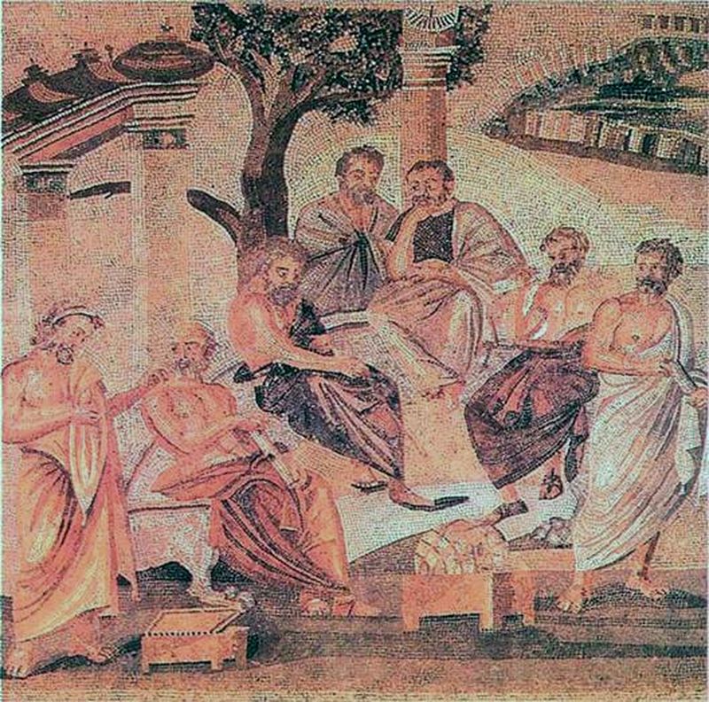 Ο Πλάτωνας και οι μαθητές του. Μωσαϊκό από την Πομπηία (1ος αι. π.Χ.).