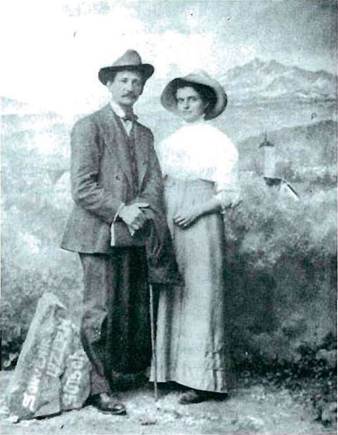 Ο Δελμούζος με τη σύζυγο του στην Ελβετία, 1909.