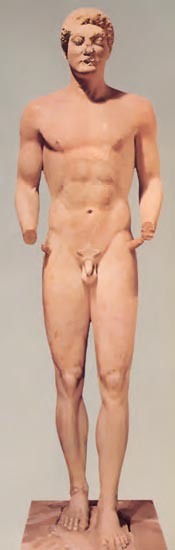 Επιτύμβιο άγαλμα τον Αριστόδικου. Ο τελευταίος γνωστός κούρος των αρχαϊκών χρόνων από την Αττική (περ. 490π.Χ.). (Αθήνα, Εθνικό Αρχαιολογικό Μουσείο)