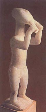 Μαρμάρινο ειδώλιο «αυλητή» από την Κέρο. Έργο της πρώιμης εποχής του χαλκού. (Αθήνα, Εθνικό Αρχαιολογικό Μουσείο)