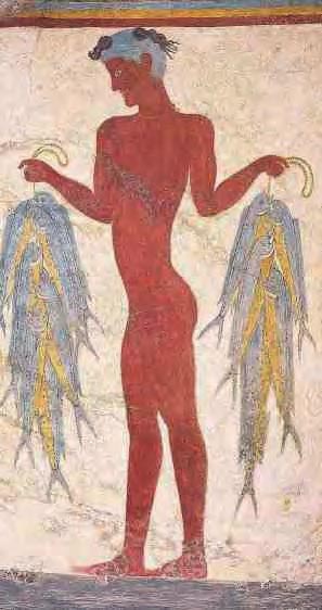 Τοιχογραφία του «ψαρά» από οικία τον Ακρωτηρίου Θήρας. Έργο της ύστερης εποχής του χαλκού. (Αθήνα, Εθνικό Αρχαιολογικό Μουσείο)