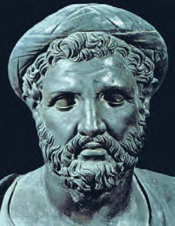 Αντίγραφο κεφαλής του Πυθαγόρα ρωμαϊκών χρόνων, που κατασκευάστηκε τον 5ο αι. π.Χ. (Νεάπολη, Εθνικό Μουσείο)