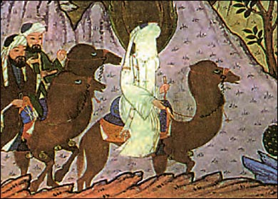 Η επιστροφή του Μωάμεθ στη Μέκκα (μικρογραφία από αραβικό χειρόγραφο) Το λευκό χρώμα οφείλεται στην απαγόρευση της απεικόνισης ιερών προσώπων.