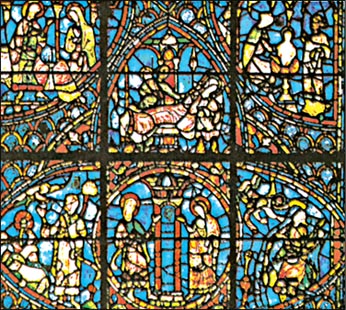 Η ζωή της Παρθένου, βιτρό, παράθυρο τον καθεδρικού ναού της Σαρτρ (1194-1260).