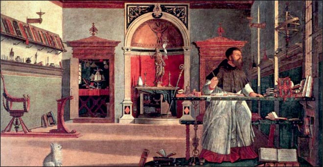 Το γραφείο του ανθρωπιστή. Πίνακας (1502-1507) του Vittore Carpaccio. Εκκλησία του Saint Georges des Esclavons, Βενετία